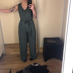 Green Striped Jumpsuit